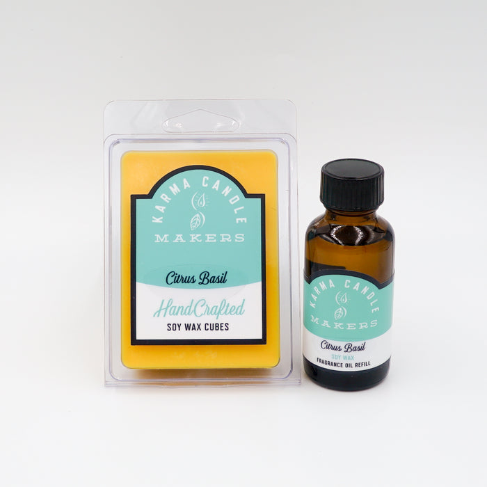 Karma Candle Makers Citrus Basil Soy Wax Cubes and Fragrance Oil Refill